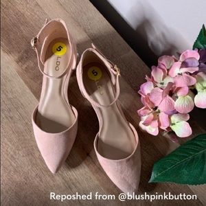 Aldo Ankle Strap Block Heel Sandals Blush Pink